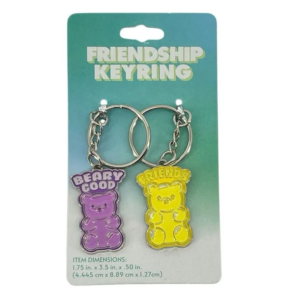 Friendship Gummy Bear Keychain Set BFF Keyring Duo Beary Good Friends Gift New
